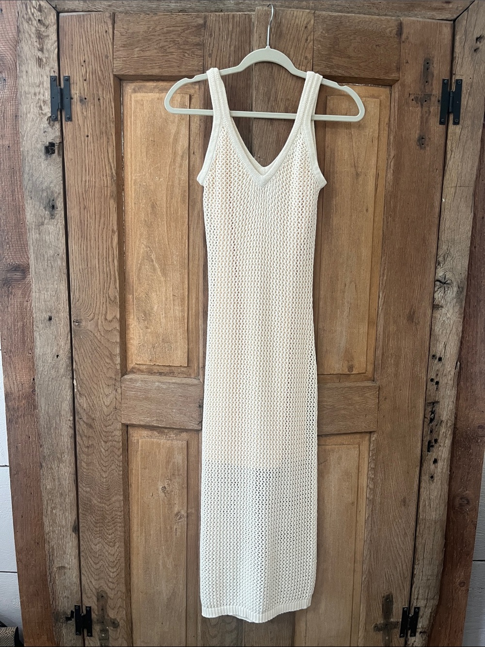 Toccin Kayla Crochet Tank Midi Dress in Parchment